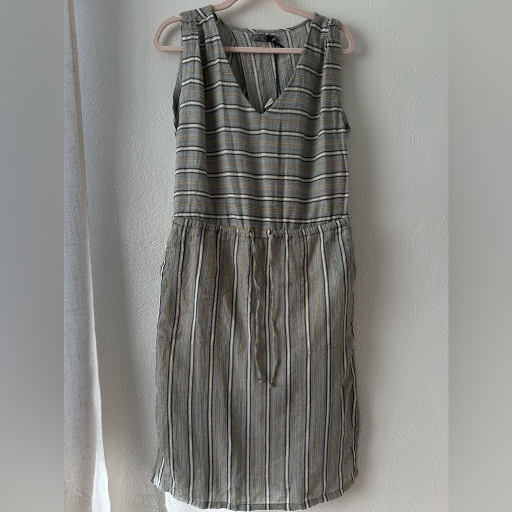 PrAna Ecotropics Dress Gray Stellar Stripe Organic Cotton Size Small Cut Out - Picture 2 of 12